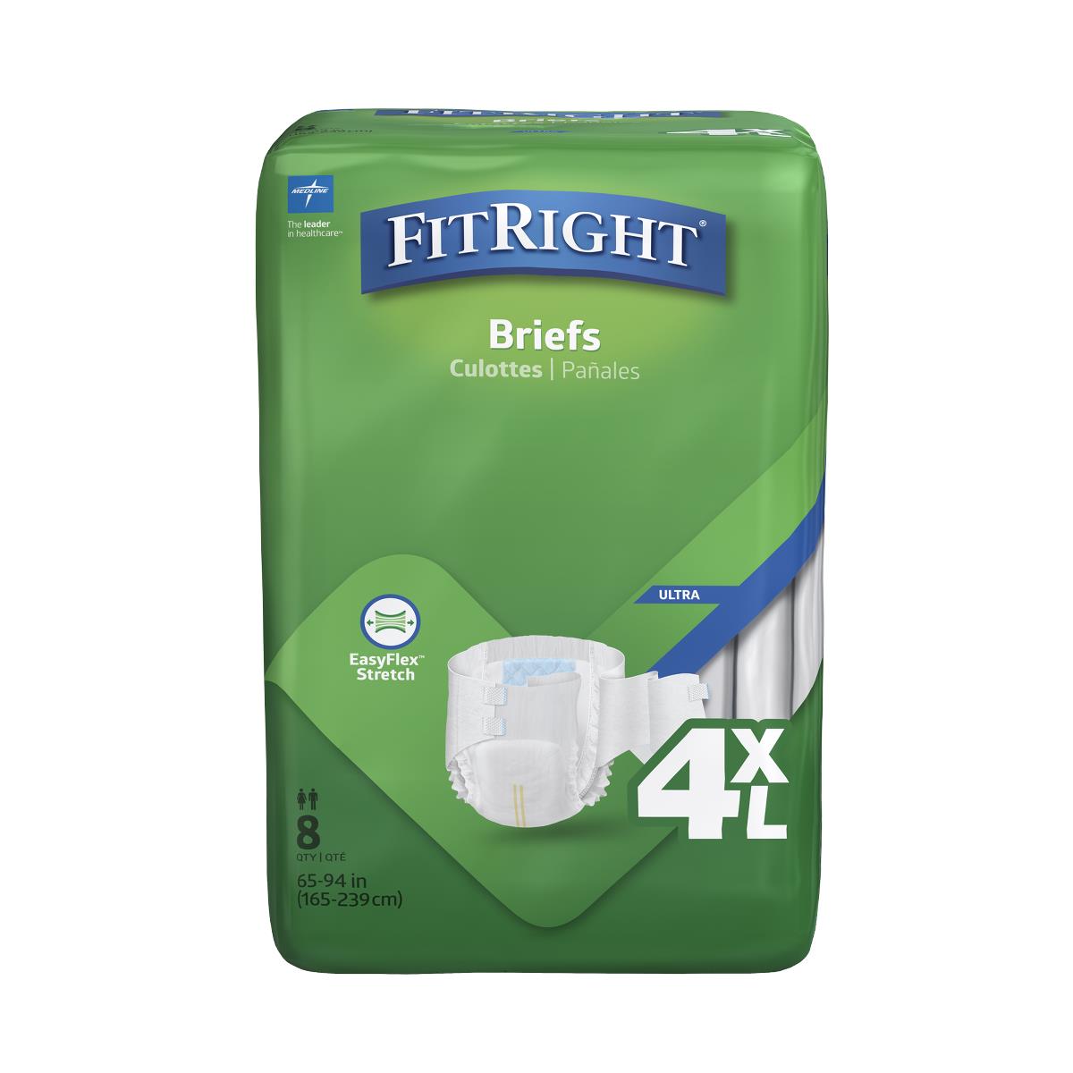 FitRight Cloth-Like Bariatric Briefs for Waist Size 65"-94", Beige