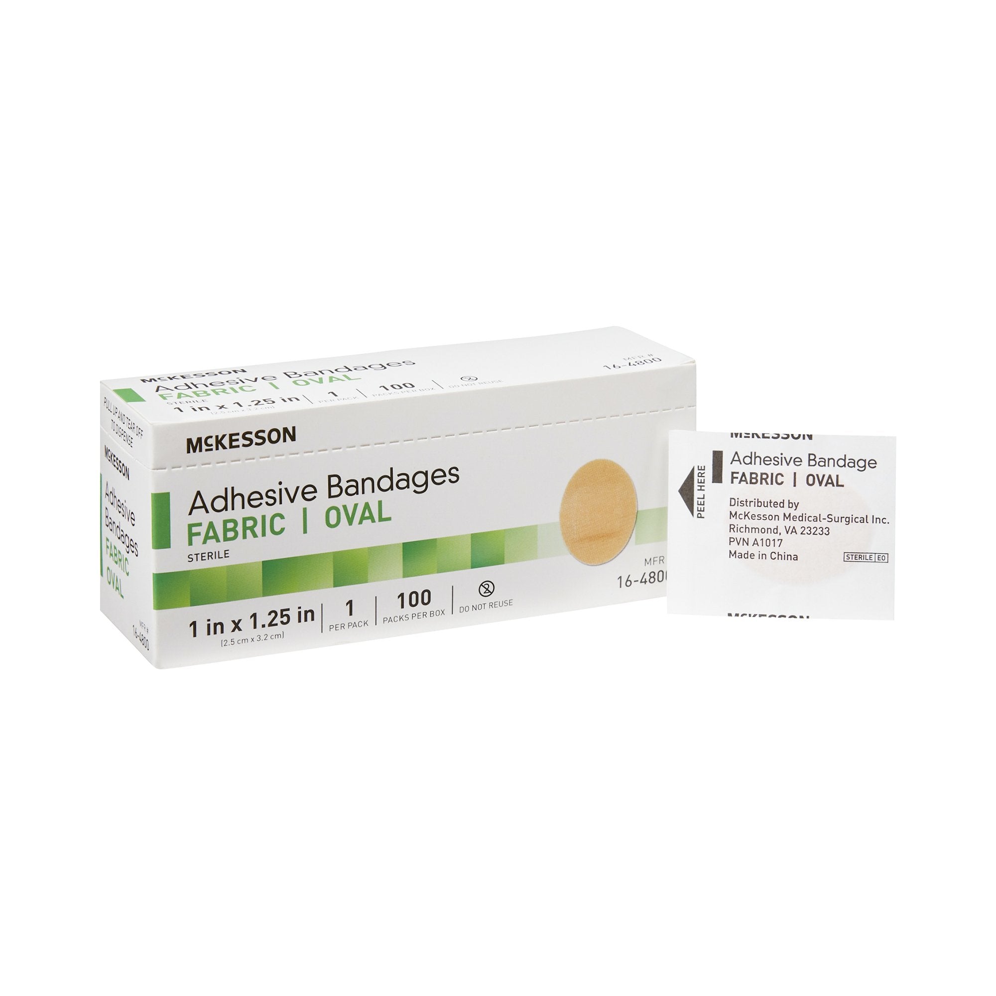 Adhesive Strip McKesson Fabric Tan 1 X 1-1/4 Inch Sterile