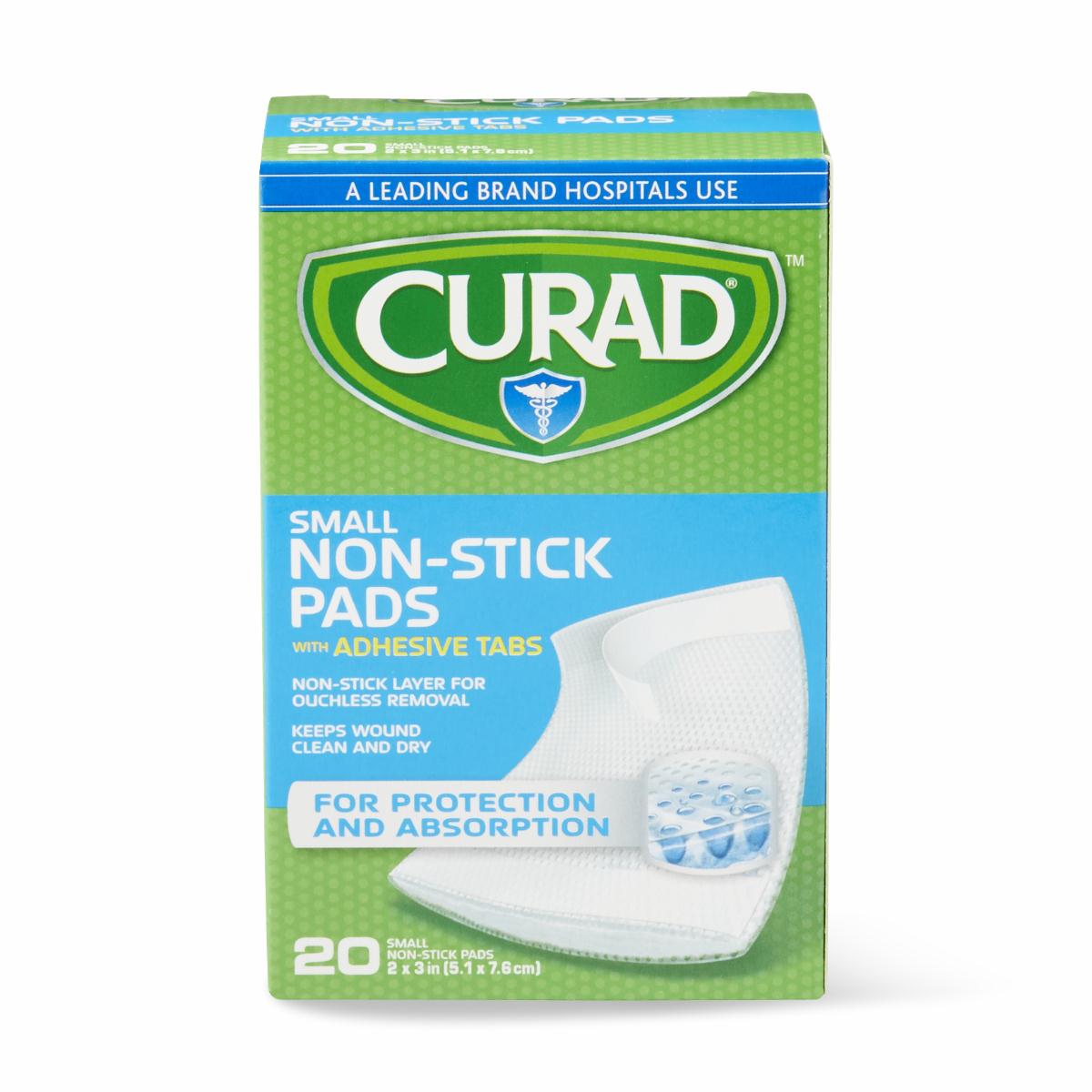 CURAD Sterile Nonstick Pad with Adhesive Tabs, 2" x 3", 20/Box