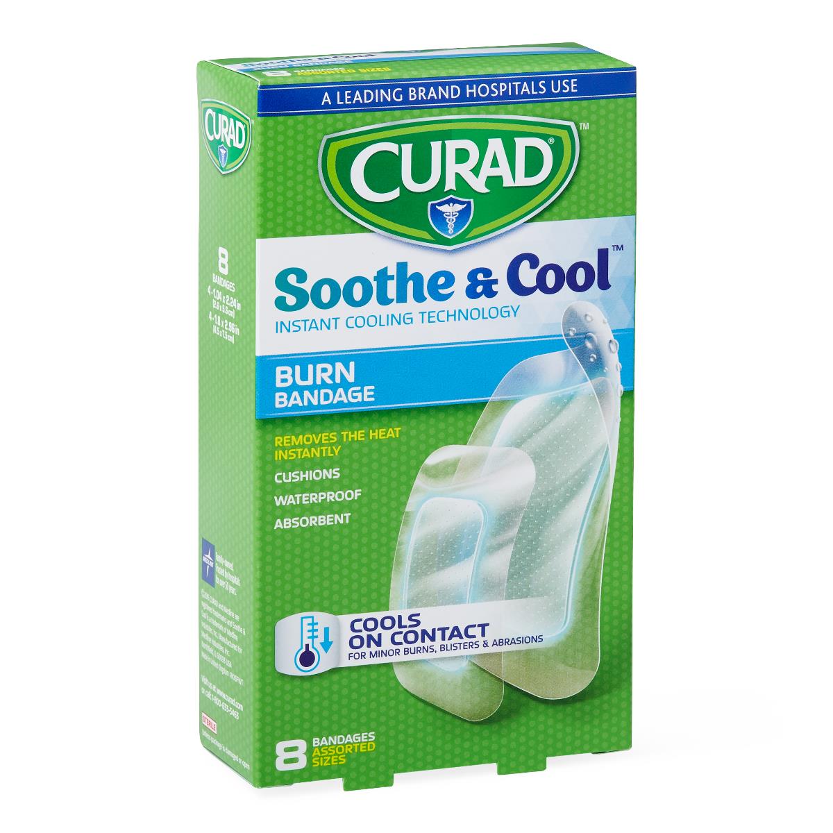 CURAD Soothe and Cool Clear Waterproof Hydrogel Bandages, Assorted Sizes