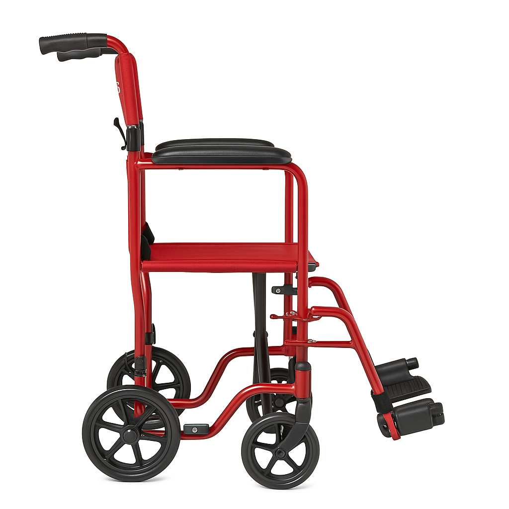 Medline Ultralight Transport Chair, Red
