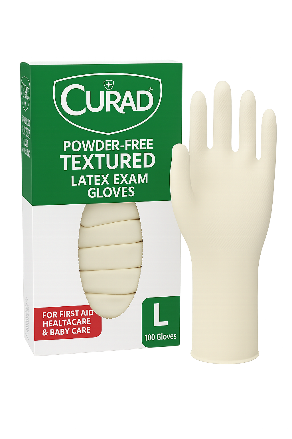 CURAD Latex Exam Gloves, Size L