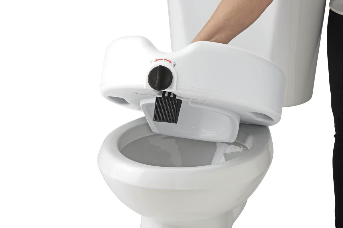 Medline 5" Raised Locking Toilet Seat, Microban Treated, No Arms, 350 lb. Weight Capacity, White