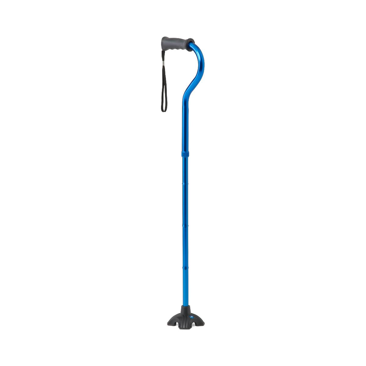 Medline 4U 4-Point Offset Folding Hybrid Cane, Blue