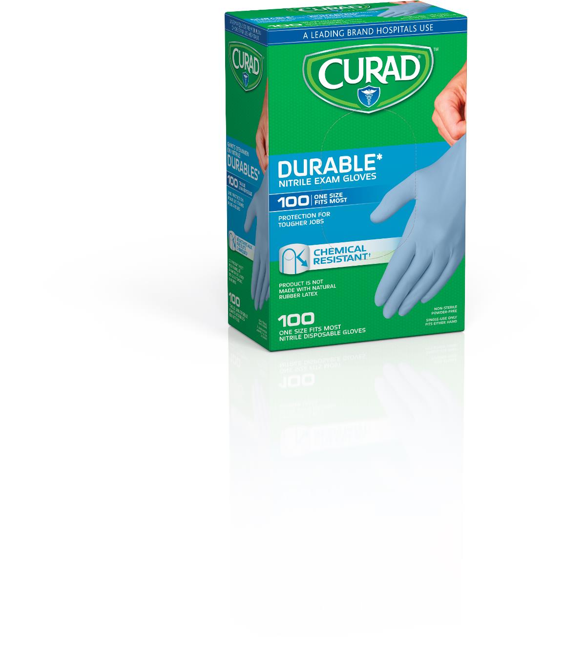 CURAD Powder-Free Nitrile Exam Gloves, One Size Fits Most, 40 Count
