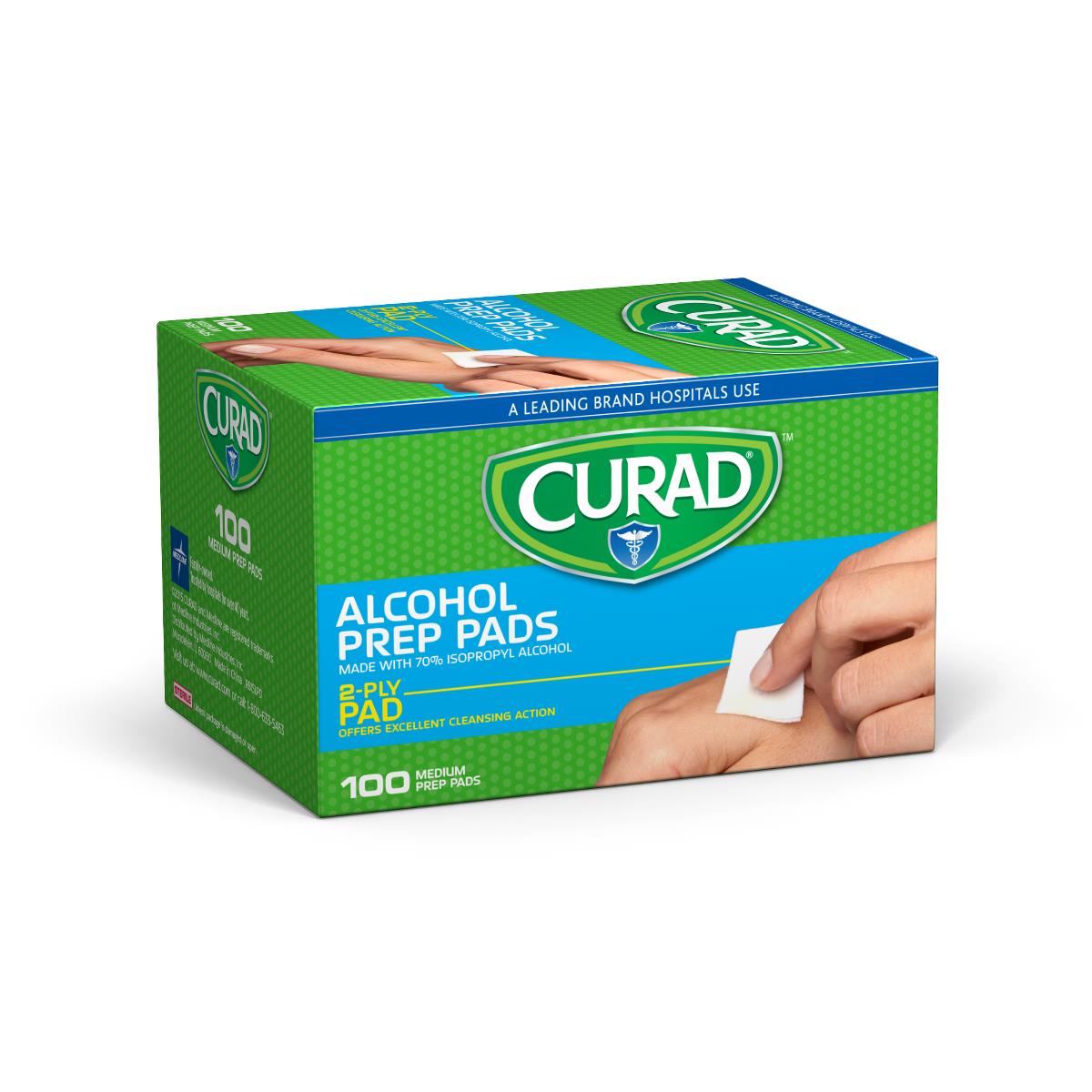 CURAD 1-Ply Alcohol Prep Pad, Thick, 4/Box