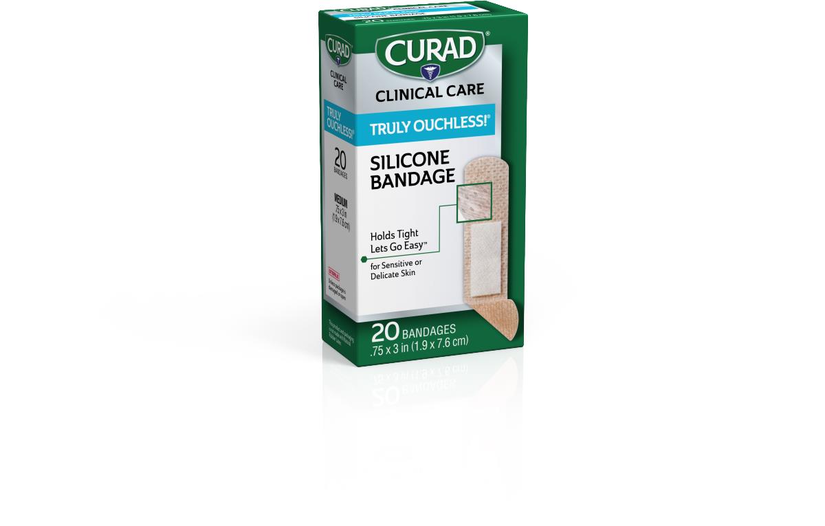 CURAD Silicone Flexible Fabric Bandages, 0.75" x 3" (1.9 cm x 7.6 cm), 20/Box