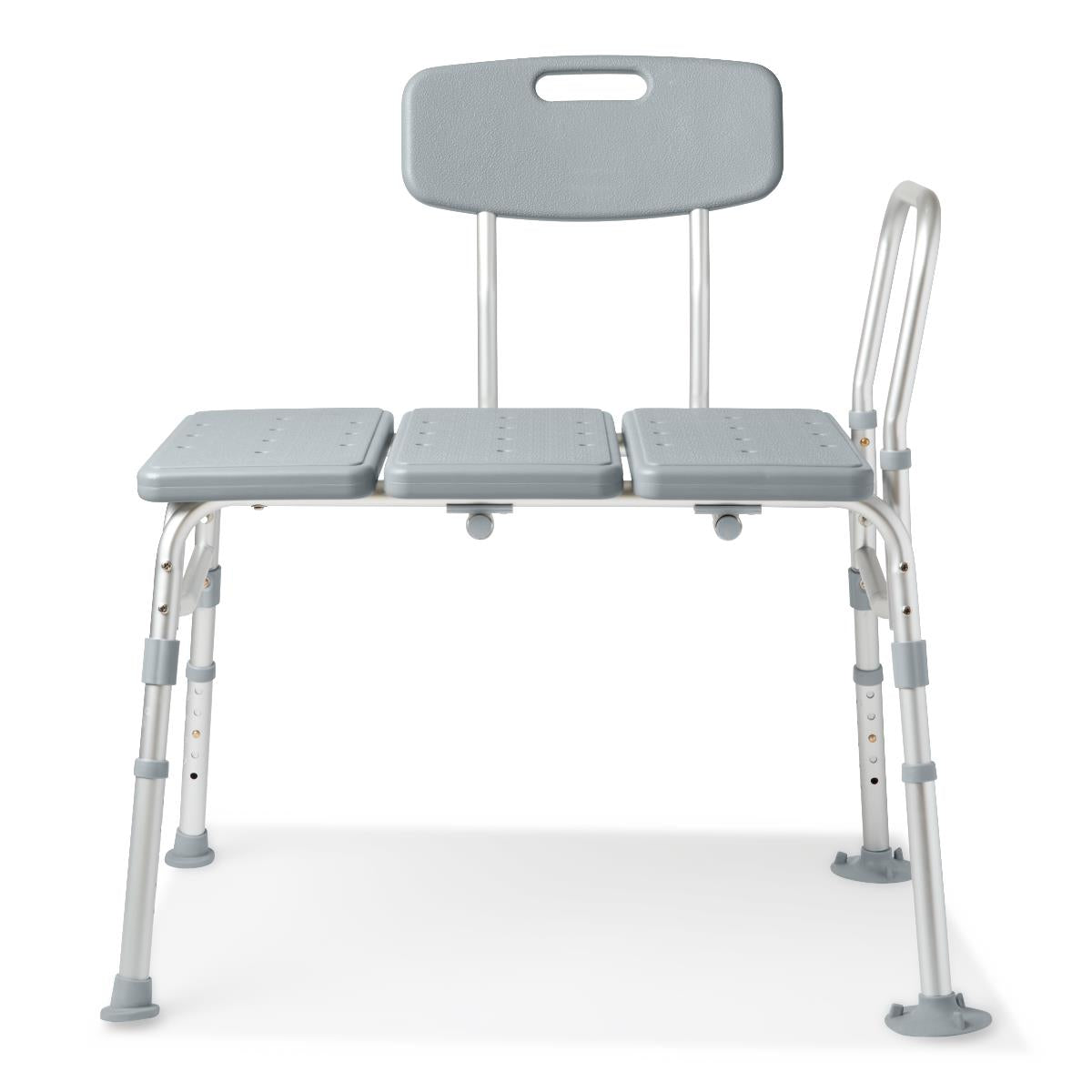 Medline Transfer Bench with Backrest and Pushbutton Height Adjustment, 400 lb. Capacity