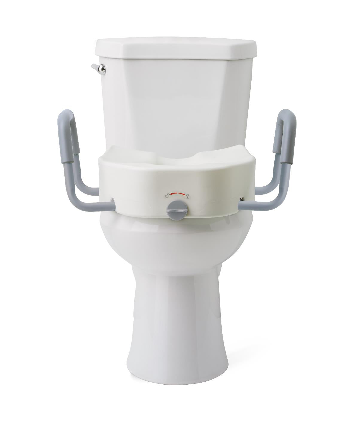 Medline 5" Raised Locking Toilet Seat, With Arms, 400 lb. Weight Capacity, Fits Most Elongated Seats