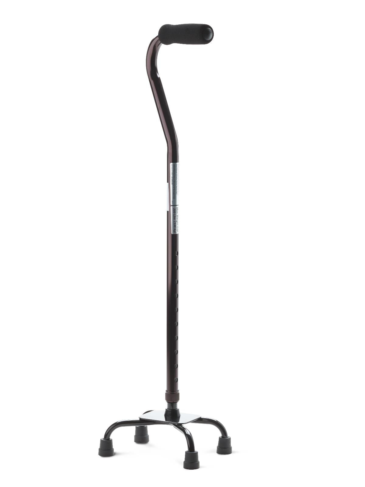 Medline Aluminum Quad Cane with Small Base, 300 lb. Capacity, Black