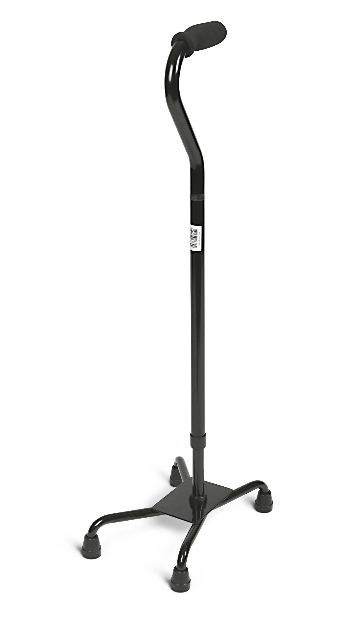 Medline Folding Aluminum Quad Cane with Large Base, 300 lb. Weight Capacity, Black