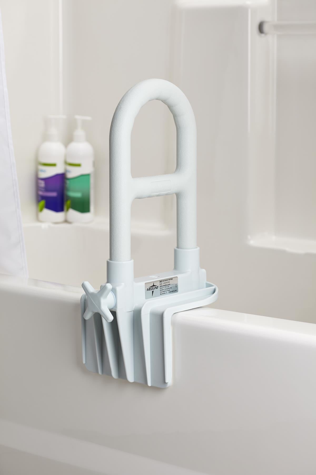 Deluxe Bathtub Grab Bar with Microban, 250 lb. Capacity, Light Gray