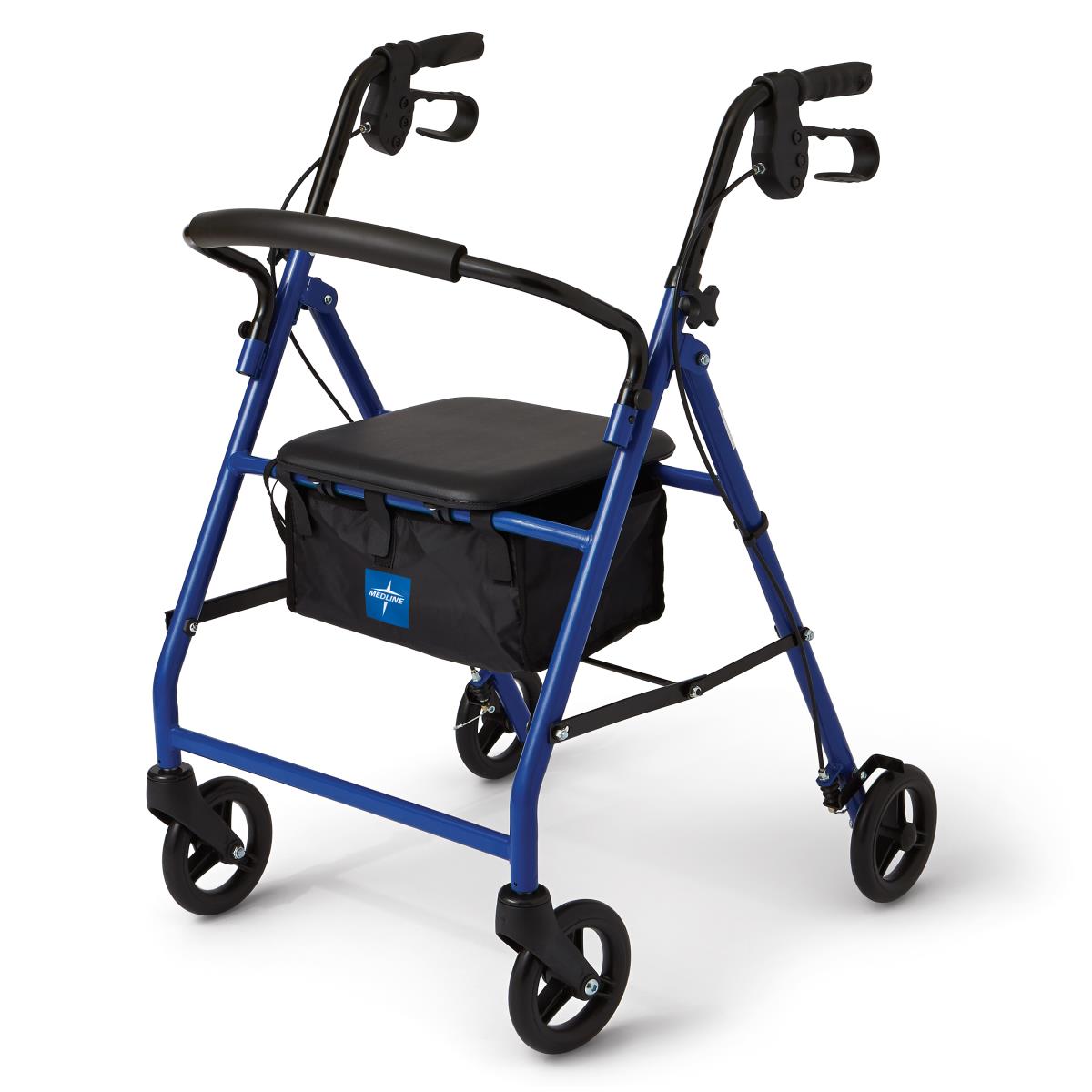 Basic Steel Rollator with 8" Wheels, Blue