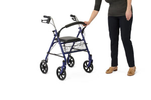 Steel Rollator with 8" Wheels and Basket, Blue, Knockdown