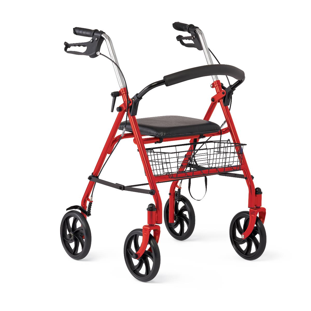 Basic Steel Rollator with 8" Wheels, Red