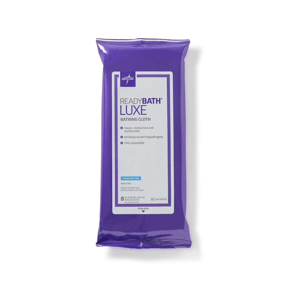ReadyBath LUXE Total Body Cleansing Heavyweight Wash Cloth, Fragrance Free, 8/Pack