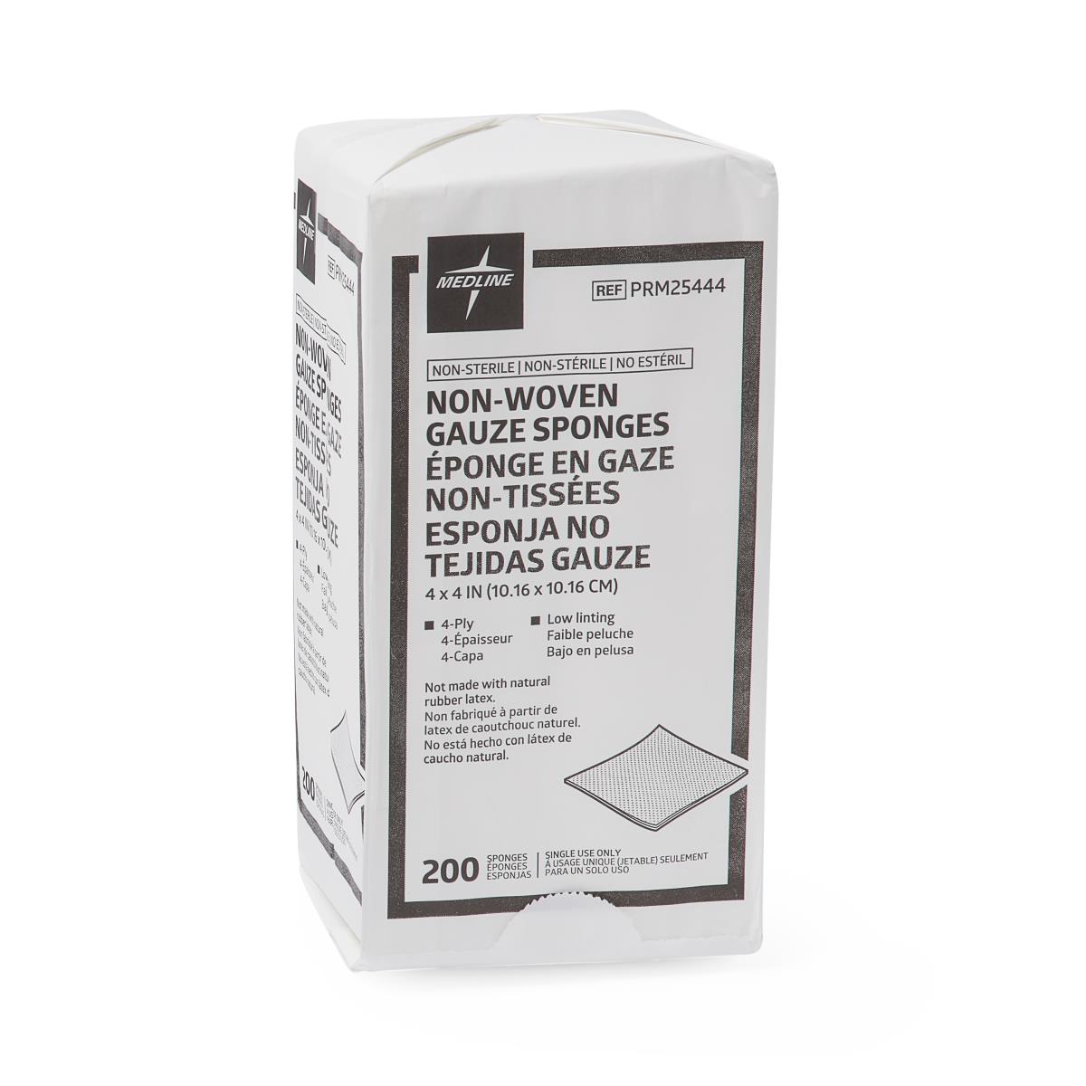 Nonwoven Nonsterile 4-Ply Gauze Sponges, 4" x 4"