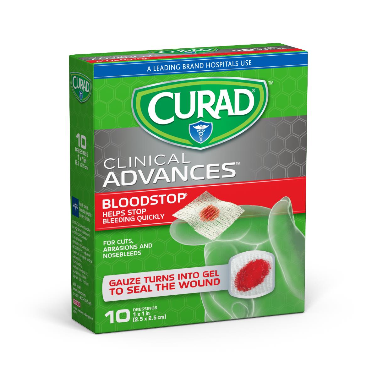 CURAD Bloodstop Hemostatic Gauze, 1" x 1"