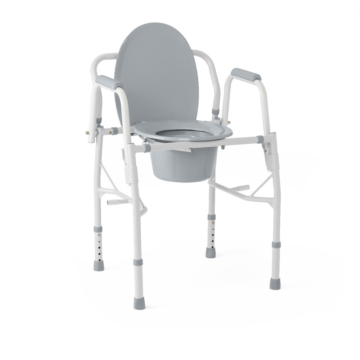 Padded Steel Drop-Arm Commode, 350 lb. Weight Capacity