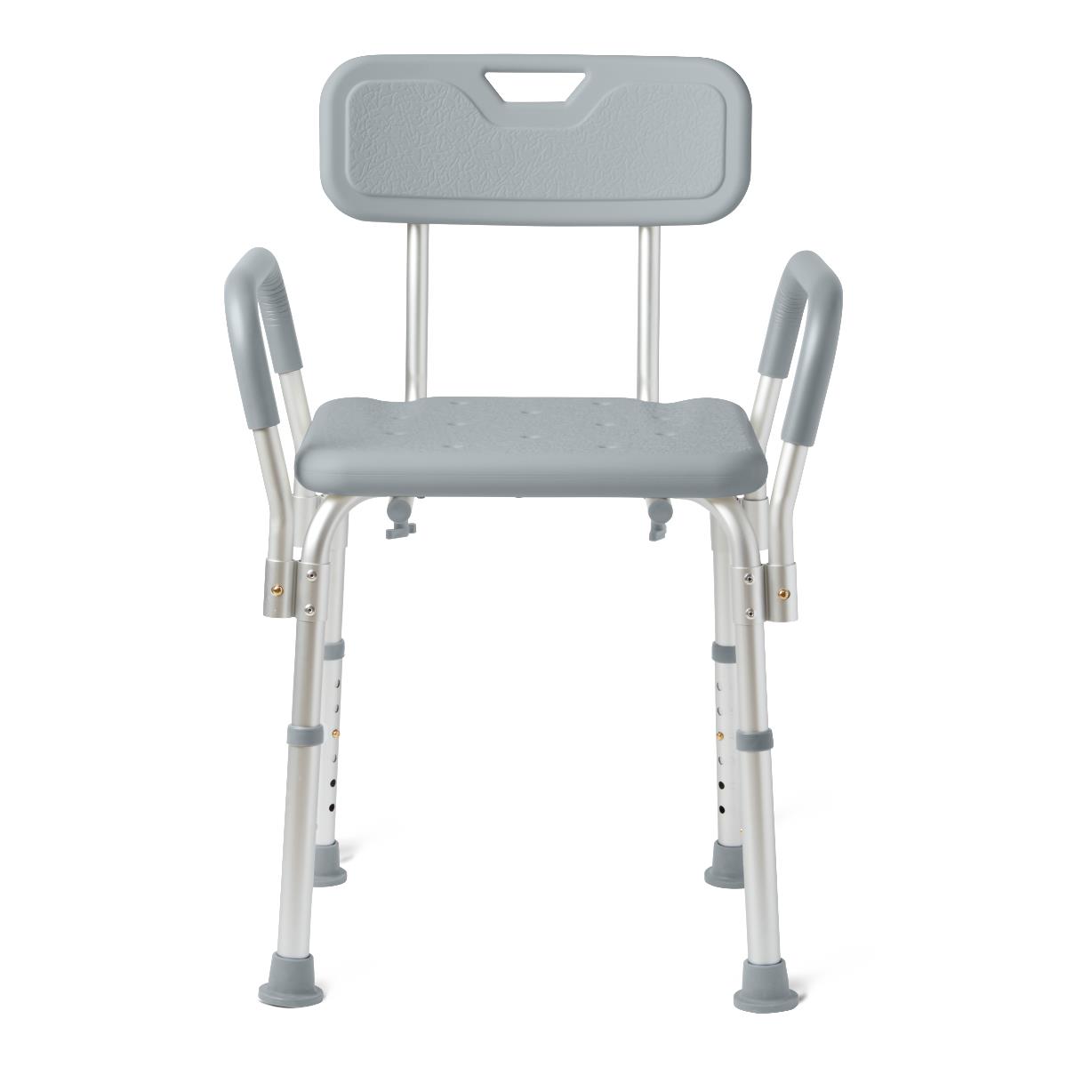 Shower Chair with Backrest and Padded Armrests, 350 lb. Capacity, Gray