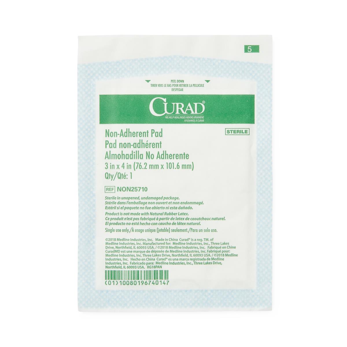 CURAD Non-Adherent Dressing Pad, Sterile, 3" x 4"