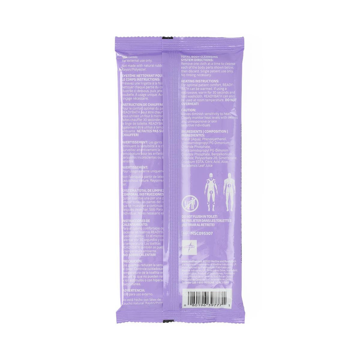 ReadyBath Total Body Cleansing Standard Weight Wash Cloth, Fragrance Free, 5/Pack