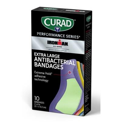 Curad Ironman Antibacterial Bandage, Size XL, 6 Colors, 10/Count