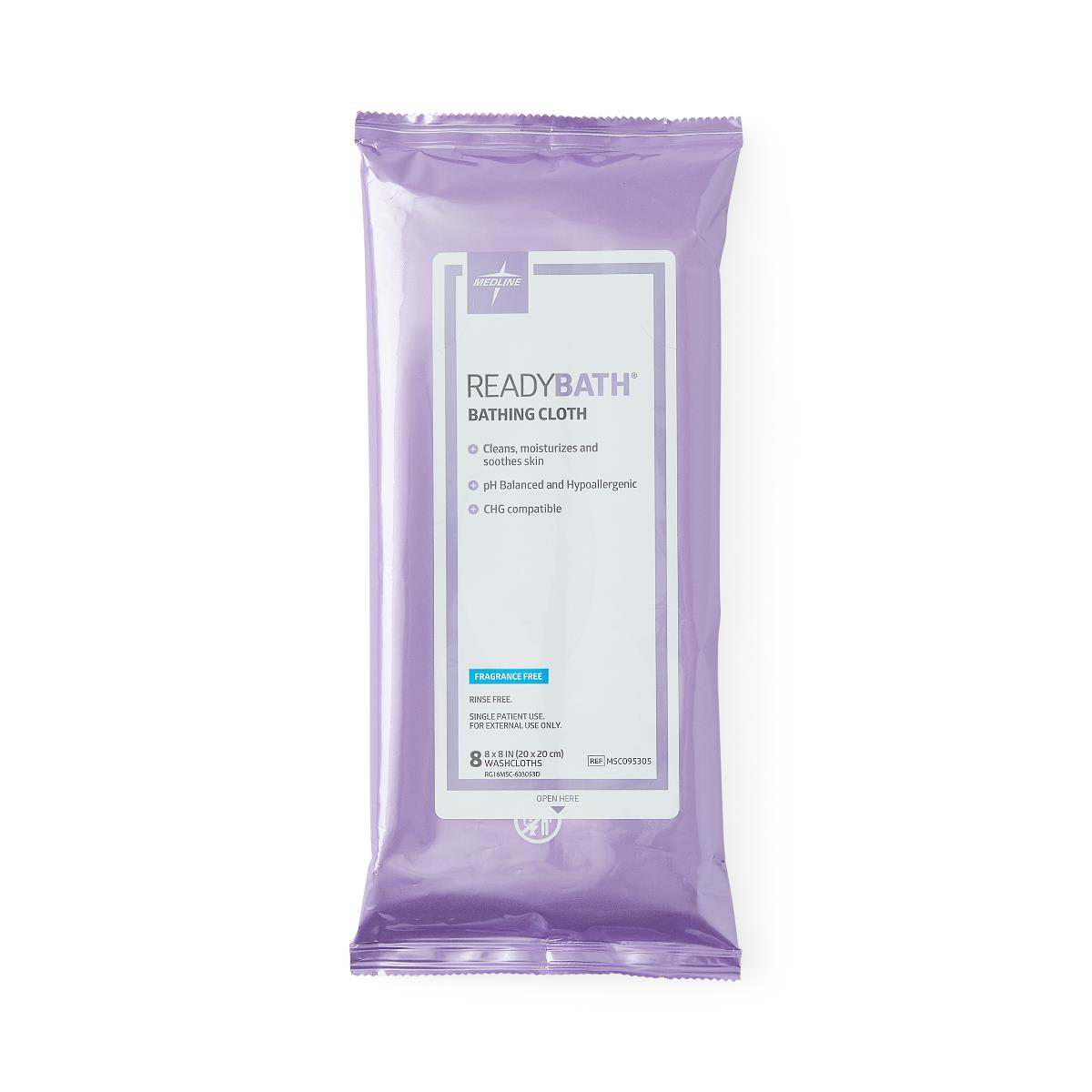 ReadyBath Total Body Cleansing Standard Weight Washcloth, Fragrance Free, 8/Pack